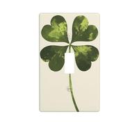 Trendy Green Four Leaf Clover Light Switch Cover Decorative Single Toggle 1 Gang Wall Plate for Kitchen Farmhouse Bedroom Bathroom Art Decor