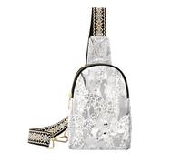 Trendy Grey Giraffe body fanny packs leather travel cross body bag for hiking, Grey giraffe, One Size