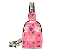trendy Happy Valentine's Day Heart Cartoon Cat Peach bags for girls sturdy for women crossbody purse for travel