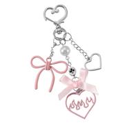 Trendy Heart Bows Star Bag Pendant Alloy Bags Charm Keychain Fashionable Bag Accessory Suitable for Stylish Ladies, Pink Love Keychain, Bohemian