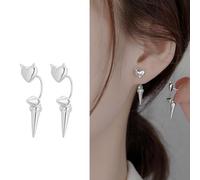 Trendy Heart Devil Wing Ear Nails Cool Punk Heart Ear Studs Jewelry Elegant Devil Ornament For Girls Studs