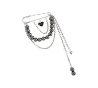 Trendy Heart Shaped Alloy Brooch with Black Stone and Crystal Accent Dress Accessory Pin Heart Pendant Brooch Pendant