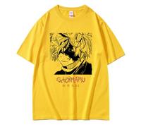 Trendy Hell's Paradise Anime T-Shirt Casual Short Sleeve Jigokuraku Gabimaru Sweatshirt Round Neck Tops Couple's T-Shirt Yellow