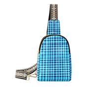 trendy Herringbone Houndstooth Checked Royal Blue large fanny pack waterproof sling bags for women for day pack, Herringbone Houndstooth Checked Royal Blue