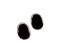 Trendy Hive Vintage Geometric Earrings - Simple Alloy Studs with Colorful Mosaic Design, No Plating, Stainless Steel Posts - Fashion Earrings for Daily Wear (Black)