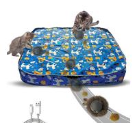 TRENDY HUB Interactive Cat Toys, Fast Rolling LED Ball in Pouch, Automatic Motion Activated Rechargeable Ball; Hide-n-Seek and Chase Game for Indoor Exercise Kicker; Size 72*72*11cm Durable Play Mat