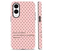 Trendy Jesus Bible Verse Quotes Print Phone Case for Samung Galaxy S25 Edge 5G 6,7", Cute Pink Black Polka Dot Design 2-in-1 Glossy Cover Hard PC Shockproof Soft TPU Protection Girls Women Funda