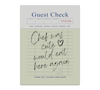Trendy Kitchen Wall Art Guest Check Prints Chef Was Cute Would Eat Here Again Quotes Posters for Home Dining Room Living Room Apartment Decor 12x16in Unframed