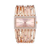 Trendy Ladies Bracelet Watch Fashion Europe and The States Quartz Square Female Watch Two Tone Bracelets for Women (Rose Gold, One Size)