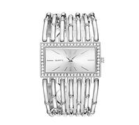 Trendy Ladies Bracelet Watch Fashion Europe and The States Quartz Square Female Watch Womens Analog Watch (Silver, One Size)