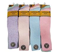Trendy Lane 3 Pairs Ladies Long Chunky Wool Blend Boot Socks, Thick & Soft Thermal Socks for Walking, Hiking & Work, Mix Colours, UK Size 4-8 (3 Pairs)