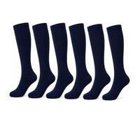 Trendy Lane 6 Pairs Pack Kids Knee High School Socks for Boys & Girls - Plain Cotton Rich Long Uniform Socks, Everyday School Wear, (6P, NY, 9-12)