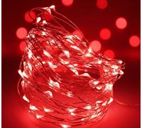 TRENDY LAVISH Red LED String Lights, 10M 100 LED Battery Operated Fairy Lights, Waterproof Copper Wire Lights for in/Outdoor Decoration, DIY Parties of Christmas, Halloween, Birthday, Xmas Lights