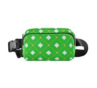 Trendy Lemon Green Checkered Plaid Buffalo Gold Stylish Crossbody Bag Waist Packs for Men Women Mini with Adjustable Strap for Travel Gym Work mariconeras de cintura para, trendy lemon green checkered