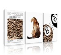 Trendy Leopard Wall Art Cheetah Print Canvas Wall Decor 8 Ball Poster Preppy Room Aesthetic Pictures Funky Coquette Vintage Prints Y2k Fashion Lucky Posters for Bedroom 12x16x3 Inch Wrapped Canvas