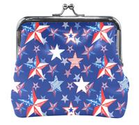 Trendy Liberty Stars Blue Personalized Cute Coin Purse Pouch Leather Buckle Kiss Lock Change Purse for Coins, Trendy Liberty Stars Blue, Classic