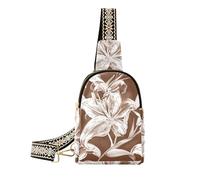 trendy Lily Flowers Chocolate Brown shoulder bag waterproof fanny pack sling bag for hiking
