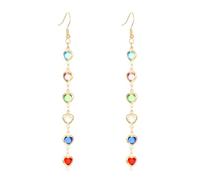 Trendy long earrings featuring colorful geometric shapes and simulated gemstones, hang ear hooks for a sweet design earring with outstanding look