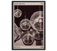 Trendy Luxury Black And White Framed Wall Art 70s Disco Ball Newspaper Pictures For Preppy Girly Dorm Decor-Funky Fashion Feminist Canvas Prints Ready To Hang Room Bedroom