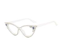 Trendy Luxury Diamond Cat Eye Glasses Frames Anti Blue Light Optical For Women Fashion Rhinestone Eyewear Eyeglasses,One size