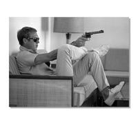 Trendy Luxury Wall Art-Retro Fashion Man Aiming A Gun Poster For Girls Room Wall Decor-Vintage Feminist Black And White Art Canvas Print Picture For Girly Apartment Dorm