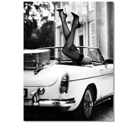 Trendy Luxury Wall Art-Retro Fashion Woman Doing Handstand On Car Poster For Girls Room Wall Decor-Vintage Feminist Black And White Art Canvas Print Picture For Girly Dorm