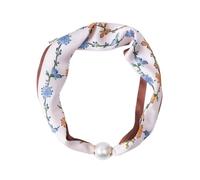 Trendy Magnetic Buckle Small Silk Scarf - Elegant Neck Warmer For Spring & Summer, Floral Design