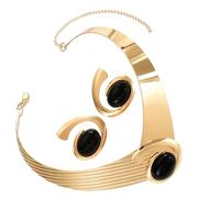 Trendy Matching Necklace Earrings Set Abstract Geometry Patterns Lightweight Jewelry Accessories For Versatile Styling Fashionable Geometric Jewelry For Parties