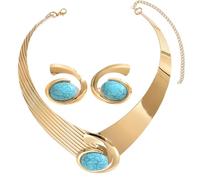 Trendy Matching Necklace Earrings Set Abstract Geometry Patterns Lightweight Jewelry Accessories For Versatile Styling Fashionable Geometric Jewelry For Parties