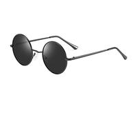 Trendy Men and For Women Polarized Retro Round Frame Sunglasses Outdoor Sunshade Driving (Color : A, Size : Medium)