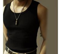 Trendy Men's Sleeveless Tank Top, Ribbed Knit I Shaped Vest for Summer (2XL Black)