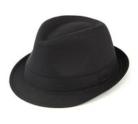 Trendy Mens Womens Unisex Lightweight Cotton Trilby Hat with Black Band, Black, 58cm