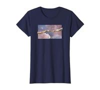 Trendy Michelangelo Sistine Chapel Famous Painting T-Shirt, Women, Navy Blue, Medium
