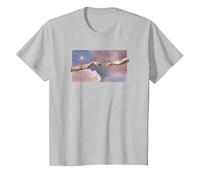 Trendy Michelangelo Sistine Chapel Famous Painting T-Shirt, Youth, Silver Grey, Large