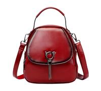 Trendy Mini Backpack in Vegan Leather for Weekend Getaways, Red