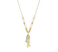 Trendy Minimalists Fish Drops Necklace Crafted From Sturdy Stainless Steel with Pearls Designs Trendy Drops Stone Necklace