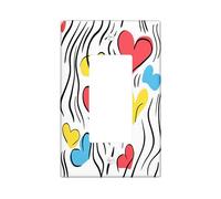 Trendy Modern Line Decorative Switch Cover 1 Gang Single Rocker, Cute Fun Abstract Heart Wall Plate Cover, Standard Size, Funky Groovy Electrical Faceplate for Bedroom Living Room Decor