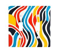 Trendy Modern Line Decorative Switch Cover 2 Gang Double Toggle, Colorful Striped Funky Wall Plate Cover, Standard Size, Abstract Stripe Electrical Faceplate for Bedroom Living Room Decor