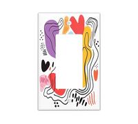 Trendy Modern Line Switch Cover Wall Plate 1 Gang Single Rocker, Cute Fun Abstract Heart Electrical Faceplate for Bedroom Bathroom Decor, Funky Groovy Standard Size Switchplate