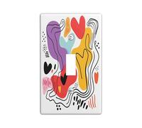 Trendy Modern Line Switch Cover Wall Plate 1 Gang Single Toggle, Cute Fun Abstract Heart Electrical Faceplate for Bedroom Bathroom Decor, Funky Groovy Standard Size Switchplate