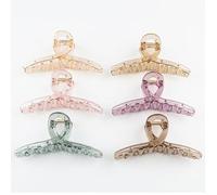 Trendy Multicolor Geometric Shape Hair Clip - Stylish Girls' Plastic Claw Small Hairpin for Back Head Cute Accessories Pack of 4 pc
