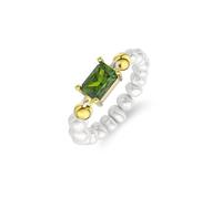 Trendy Natural Freshwater Pearl Chain Rings With 925 Sterling Silver Charm Paved 4a Cubic Zirconia Jewelry
