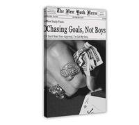 Trendy New York Newspaper Print Wall Art Chasing Goals Not Boys Black And White Newspaper Poster Room Aesthetic Decoration Stylish Preppy Dorm Room Wall Decor Frame-style 24x36inch(60x90cm)