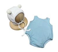Trendy Newborns Apparel 2Pcs Hat and Romper Set Cute Bear Theme Jumpsuit Bonnet Props for Baby Pictures Newborn Photography Backdrop