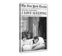 Trendy Newspaper Poster, Woman Sleeping Print, Retro Magazine Poster, Bar Cart Print, Girl Dorm Room Decor, Vintage Photography, Funny Art Frame-style 12x18inch(30x45cm)