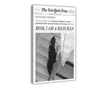 Trendy Newspaper Wall Art, Mom I Am A Rich Man Canvas Art, Magazine Girly Poster College Dorm Decor, for Bedroom Room Frame-style 20x30inch(50x75cm)
