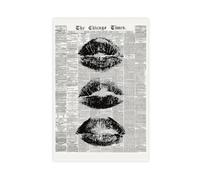 Trendy Newspaper Wall Art Vintage Black And White Kiss Lips Posters Retro Cool Girl Prints Funky Girly College Wall Decor for Girl Dorm Room Bedroom Unframe-style 12x18inch(30x45cm)