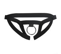 Trendy Nylon Bikini For Men Stylish and Breathable Crotchless Jockstrap (Black)