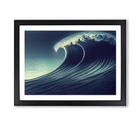 Trendy Ocean Wave Framed Print | A3 Black Framed Wall Art | Ready to Hang | Modern Nautical Picture | Living Room Bedroom Lounge Office