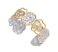 Trendy Open End Bangle Stainless Steel Hammer Texture Twist Cut Out Lightweight Adjustable Fashion Gift Stainless Steel Fashion, フリーサイズ